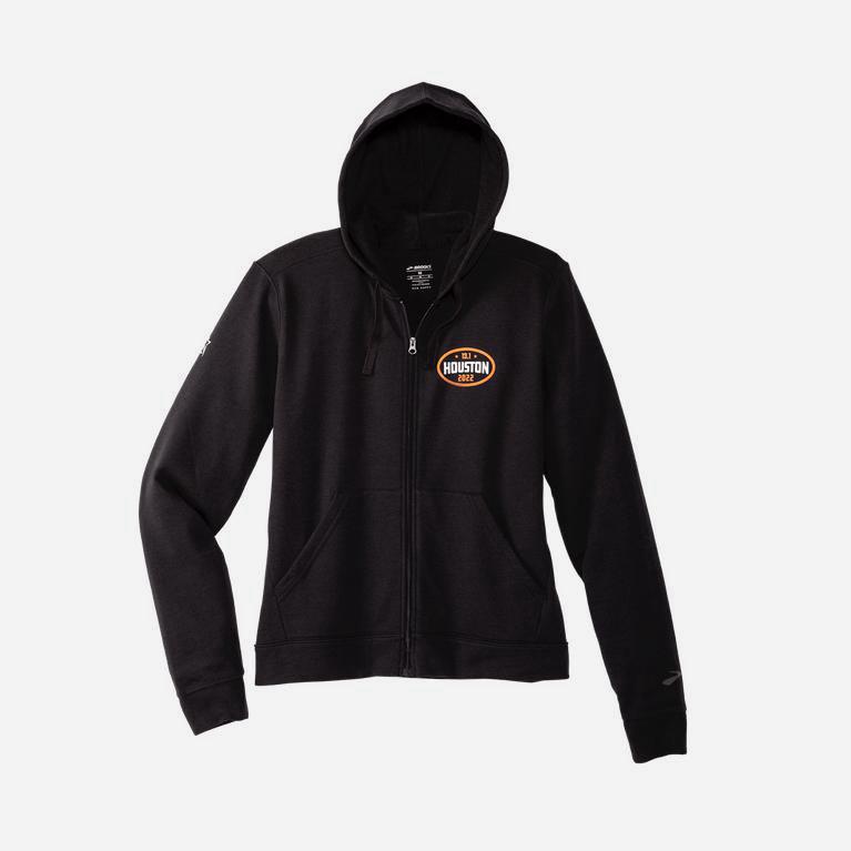 Brooks Houston22 Full Zip 2.0 Israel - Women's Fleece Running Hoodie - Heather Black/13.1 Houston (6